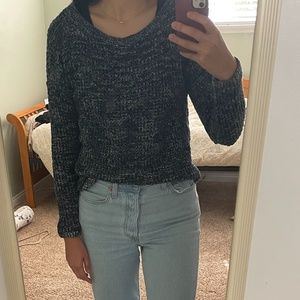 Blue and White Knit Sweater